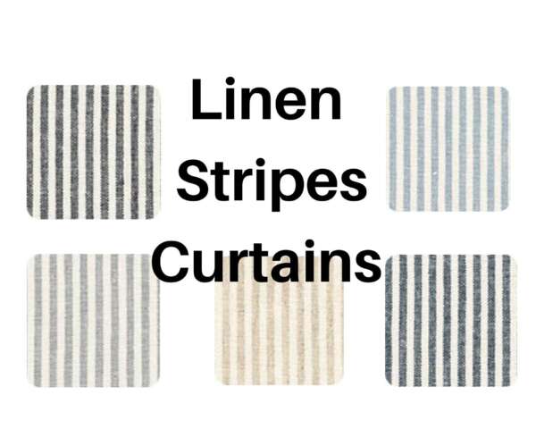 Custom curtains linen blend small stripes medium weight/custom striped linen cotton blinds / drapes